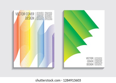 Blended covers, gradient wavy line shapes. Futuristic minimal design. Warm rainbow-colored bionic background. Modern visual effect. Repeating lines. For poster, layout, placard, grunge paper, card