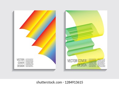 Blended covers, gradient wavy line shapes. Futuristic minimal design. Warm rainbow-colored bionic background. Modern visual effect. Repeating lines. For poster, layout, placard, grunge paper, card
