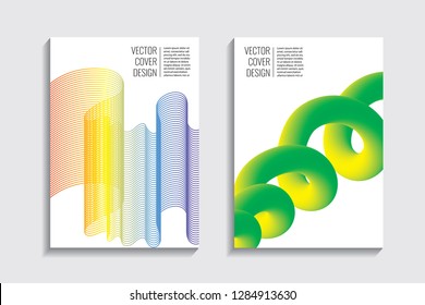 Blended covers, gradient wavy line shapes. Futuristic minimal design. Warm rainbow-colored bionic background. Modern visual effect. Repeating lines. For poster, layout, placard, grunge paper, card