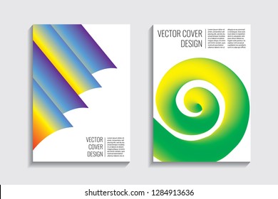 Blended covers, gradient wavy line shapes. Futuristic minimal design. Warm rainbow-colored bionic background. Modern visual effect. Repeating lines. For poster, layout, placard, grunge paper, card