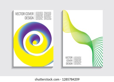 Blended covers, gradient wavy line shapes. Futuristic minimal design. Warm-colored bionic background. Modern visual effect. Repeating lines. For poster, layout, placard, grunge paper, card, book
