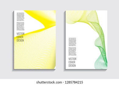 Blended covers, gradient wavy line shapes. Futuristic minimal design. Warm-colored bionic background. Modern visual effect. Repeating lines. For poster, layout, placard, grunge paper, card, book