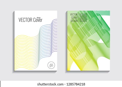 Blended covers, gradient wavy line shapes. Futuristic minimal design. Warm-colored bionic background. Modern visual effect. Repeating lines. For poster, layout, placard, grunge paper, card, book
