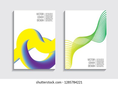Blended covers, gradient wavy line shapes. Futuristic minimal design. Warm-colored bionic background. Modern visual effect. Repeating lines. For poster, layout, placard, grunge paper, card, book