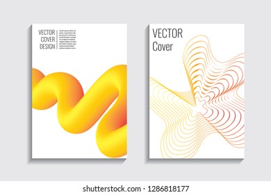 Blended covers, gradient wavy line shapes. Futuristic minimal design. Warm rainbow-colored bionic background. Modern visual effect. Repeating lines. For poster, layout, placard, grunge paper, card
