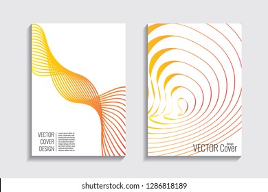 Blended covers, gradient wavy line shapes. Futuristic minimal design. Warm rainbow-colored bionic background. Modern visual effect. Repeating lines. For poster, layout, placard, grunge paper, card