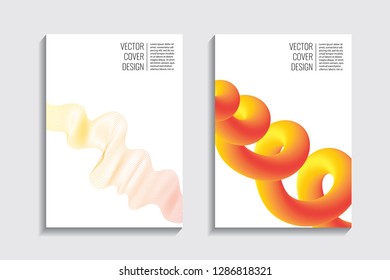 Blended covers, gradient wavy line shapes. Futuristic minimal design. Warm rainbow-colored bionic background. Modern visual effect. Repeating lines. For poster, layout, placard, grunge paper, card