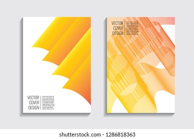 Blended covers, gradient wavy line shapes. Futuristic minimal design. Warm rainbow-colored bionic background. Modern visual effect. Repeating lines. For poster, layout, placard, grunge paper, card