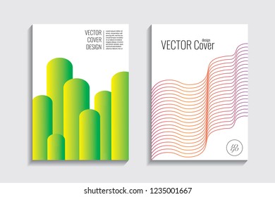 Blended covers with gradient wavy lines. Futuristic minimalistic design with multi-colored bionic background. Hi-tech. A4 format. Eps10 vector. For poster, layout, placard, grunge paper, card, book.