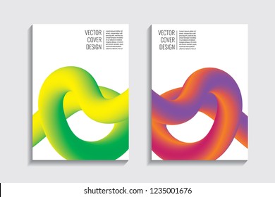 Blended covers with gradient wavy lines. Futuristic minimalistic design with multi-colored bionic background. Hi-tech. A4 format. Eps10 vector. For poster, layout, placard, grunge paper, card, book.