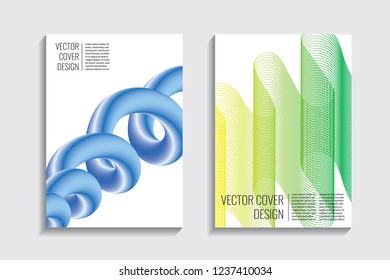 Blended covers with gradient wavy lines. Futuristic minimalistic design, multi-colored bionic background. Hi-tech. A4 format. Eps10 vector. For poster, layout, placard, grunge paper, card, book.