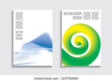 Blended covers with gradient wavy lines. Futuristic minimalistic design, multi-colored bionic background. Hi-tech. A4 format. Eps10 vector. For poster, layout, placard, grunge paper, card, book.