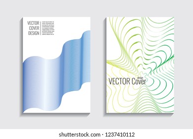 Blended covers with gradient wavy lines. Futuristic minimalistic design, multi-colored bionic background. Hi-tech. A4 format. Eps10 vector. For poster, layout, placard, grunge paper, card, book.