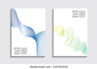 Blended covers with gradient wavy lines. Futuristic minimalistic design, multi-colored bionic background. Hi-tech. A4 format. Eps10 vector. For poster, layout, placard, grunge paper, card, book.