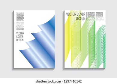 Blended covers with gradient wavy lines. Futuristic minimalistic design, multi-colored bionic background. Hi-tech. A4 format. Eps10 vector. For poster, layout, placard, grunge paper, card, book.