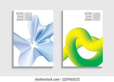 Blended covers with gradient wavy lines. Futuristic minimalistic design, multi-colored bionic background. Hi-tech. A4 format. Eps10 vector. For poster, layout, placard, grunge paper, card, book.