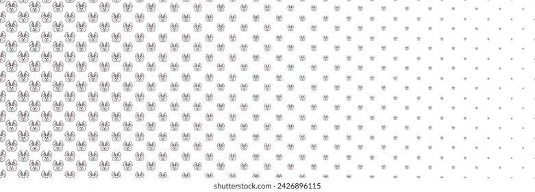 Blended  doodle black rabbit line on white for pattern and background, halftone effect, Easter's day concept.