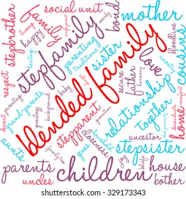 Blended Family word cloud on a white background. 