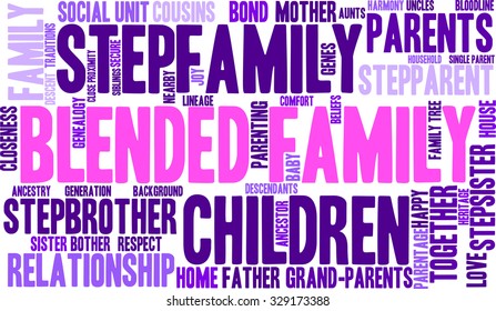 Blended Family word cloud on a white background. 