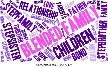 Blended Family word cloud on a white background. 