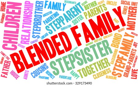 Blended Family word cloud on a white background. 