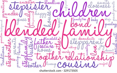 Blended Family word cloud on a white background. 