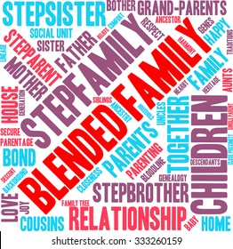 Blended Family word coud on a white background. 