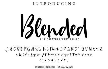 Pincel con estilo pintado con letras mayúsculas de Vector, alfabeto, tipografía