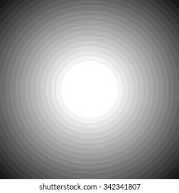 Blended grayscale concentric circles blank background. Vector art.