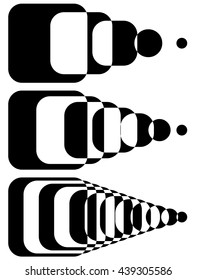 Blended intersecting shapes. Set of 3 intensity. Abstract monochromatic  geometric elements.