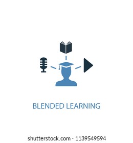 Blended Learning concept 2 colored icon. Simple blue element illustration. Blended Learning concept symbol design from eLearning set. Can be used for web and mobile UI/UX
