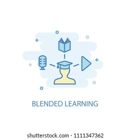 Blended Learning concept trendy icon. Simple line, colored illustration. Blended Learning concept symbol flat design from eLearning  set. Can be used for UI/UX