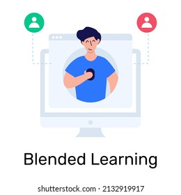 Icono plano de aprendizaje combinado es premium y editable  

