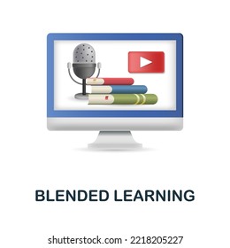 Blended Learning icon. 3d illustration from e-learning collection. Creative Blended Learning 3d icon for web design, templates, infographics and more