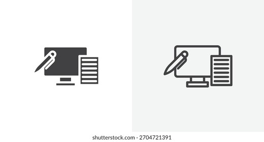 Ícone de aprendizado combinado. coleção de estilos de linha de traçado editável e de plano sólido.