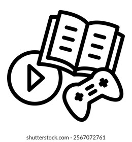 Blended Learning Icon Lineal Style Vector Illustration