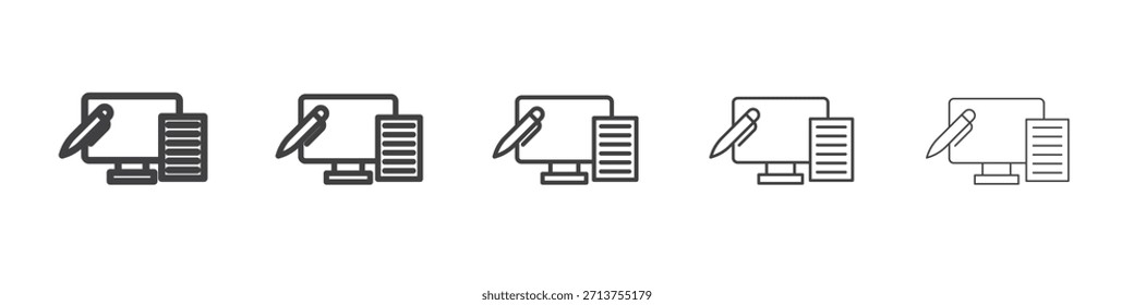 Blended learning icon in linear strokes concept
