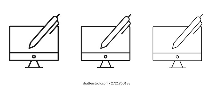 Conjunto de pictogramas negros con logotipo de icono de aprendizaje combinado. arte de contorno de línea delgada.