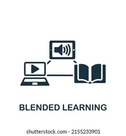 Blended Learning Icon. Monochrome Simple E-Learning Icon For Templates, Web Design And Infographics