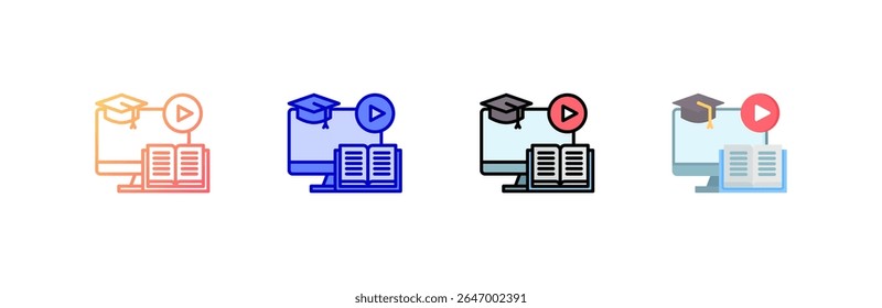 Blended Learning Icon set multiple style collection