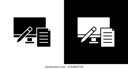 Paquete de diseño de ilustración plana de Vector de silueta de icono de aprendizaje combinado.