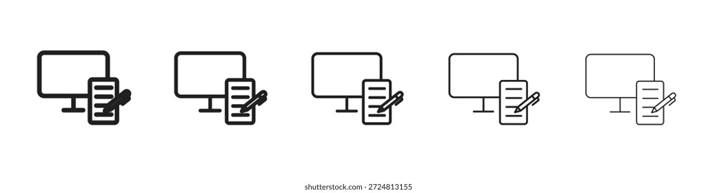Icono de aprendizaje combinado. Estilo de contorno simple. Elementos gráficos.