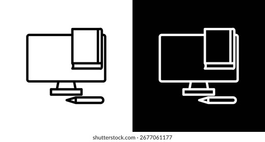 Ícone de aprendizado combinado. Linha fina simples, vetores de contorno