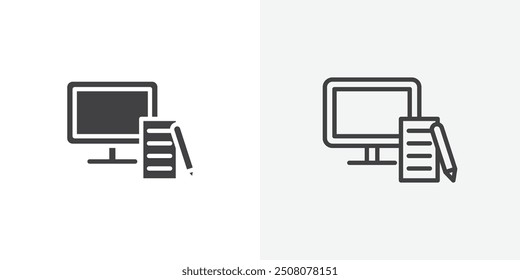 Blended learning icon in solid and outlined style