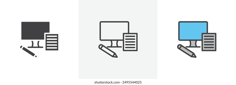 Blended learning icon symbol collection on white background.