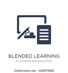 blended learning icon. Trendy flat vector blended learning icon on white background from E-learning and education collection, vector illustration can be use for web and mobile, eps10