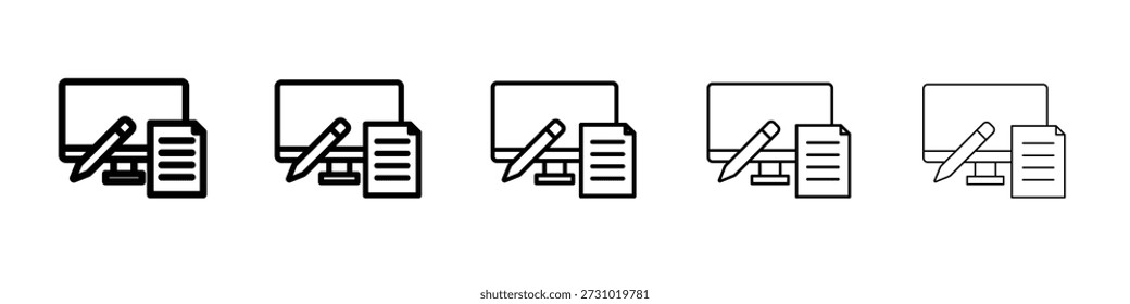 Blended learning icon vector in editable stroke linear pictogram