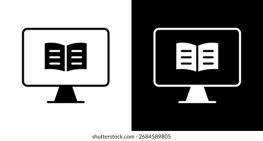 Blended learning icon, Vector graphics in filled style