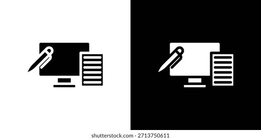 Icono de aprendizaje combinado. Ilustración vectorial. Silueta en color negro