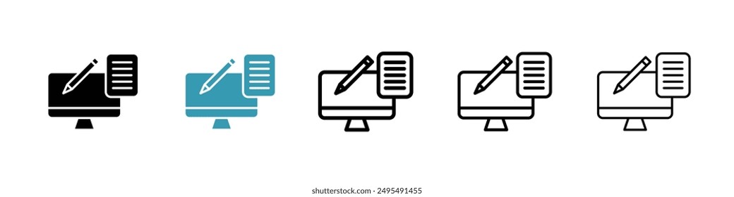 Blended learning line icon vector set.